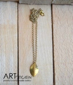 Μενταγιόν Φυλλαράκι από την Κατερίνα Χρυσόγλου Ασήμι 925 επιχρυσωμένο