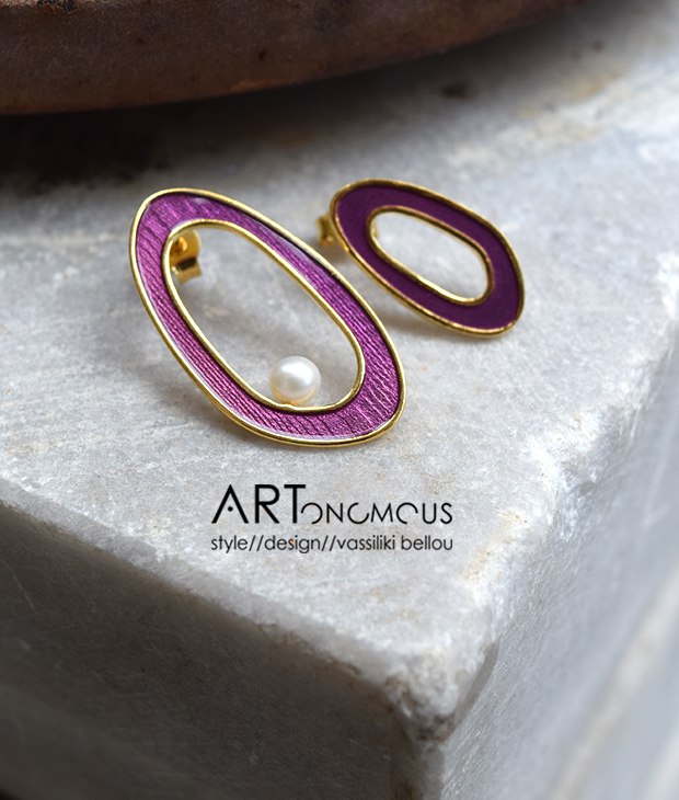 purple pearl earrings A handmade artonomous