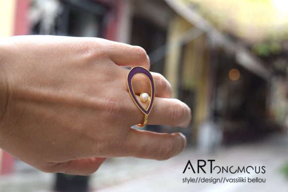 purple pearl ring A handmade artonomous